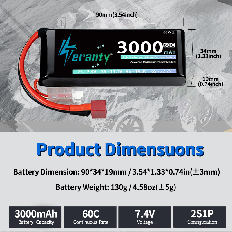 TERANTY 2S 3000mAh Lipo Batter - Drone Battery 3S 评论和价格
